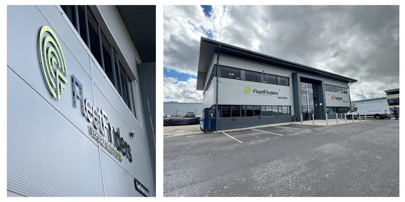 A collage of the Fleet Finders exterior signage.